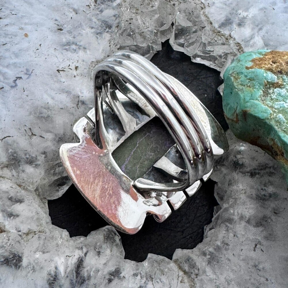 Sterling Silver Southwestern Style Stichtite Bar Ring Size 8.75 For Women - Picture 7 of 10